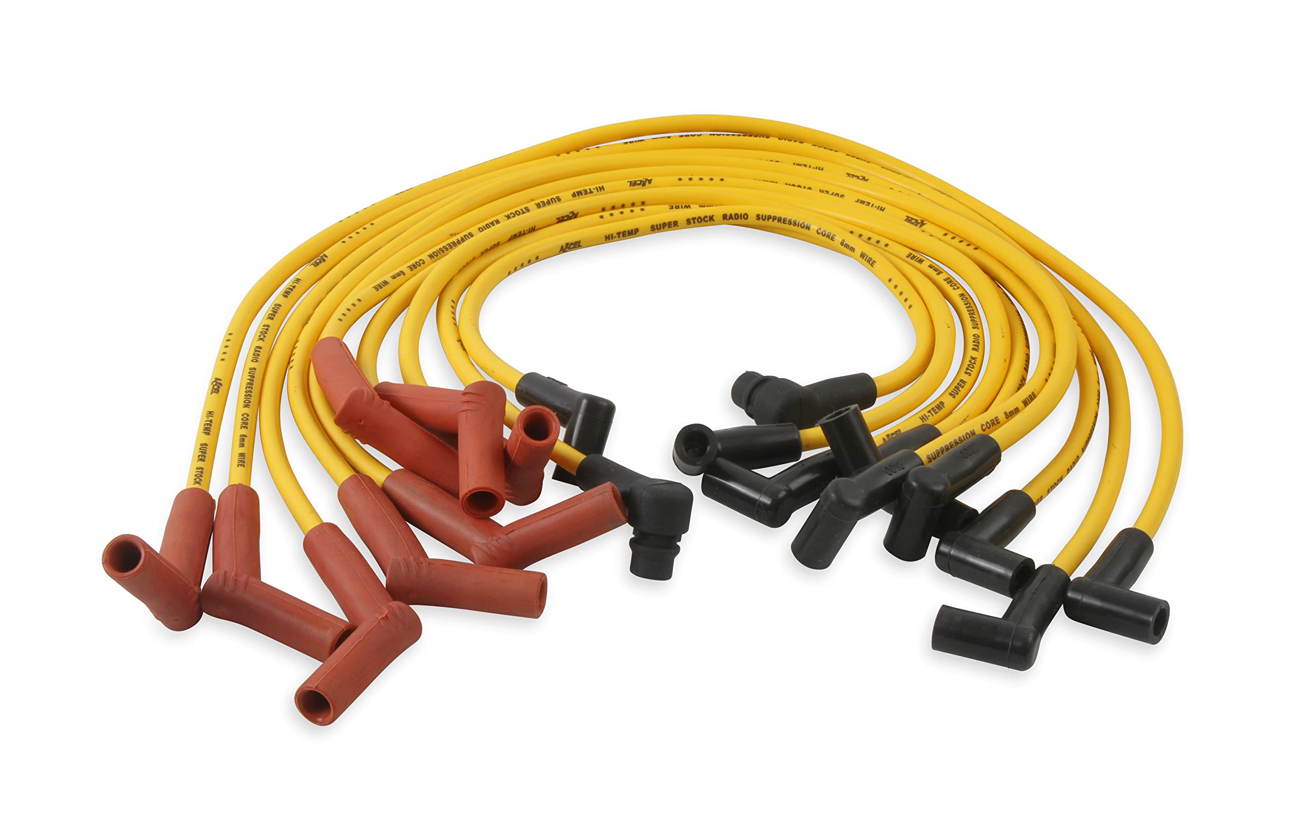 Super Stock ACCEL 4056 Spark Plug Wire Set - 8mm - Custom with Graphite Core - Yellow with HEI Stock Style Boots