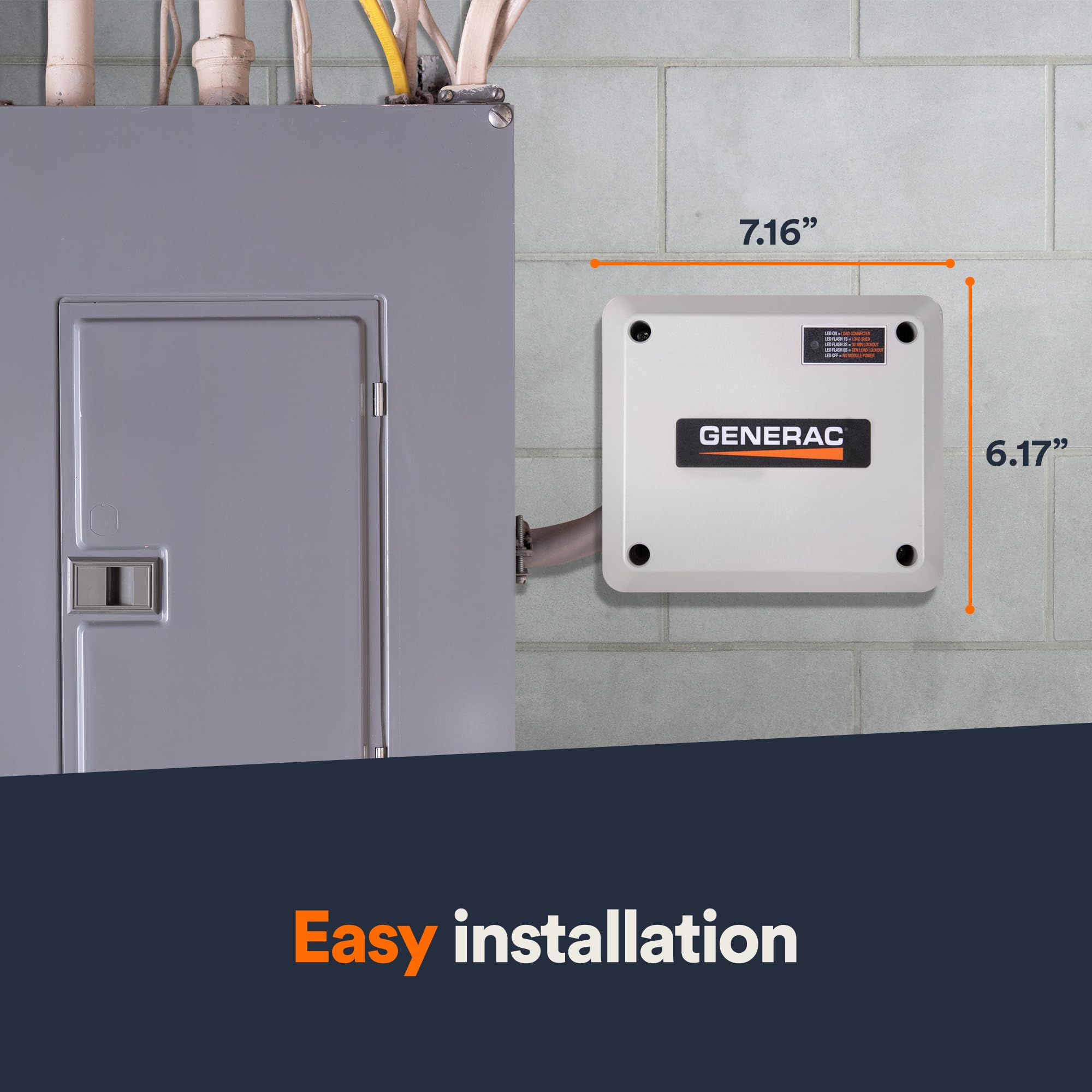 7000 Generac 50 Amp Load Manager - Efficient Load Prioritization and Wire-Free Technology for Reliable Power Management - Lock-Feature and LED Status Display for Convenient Operation - Gray