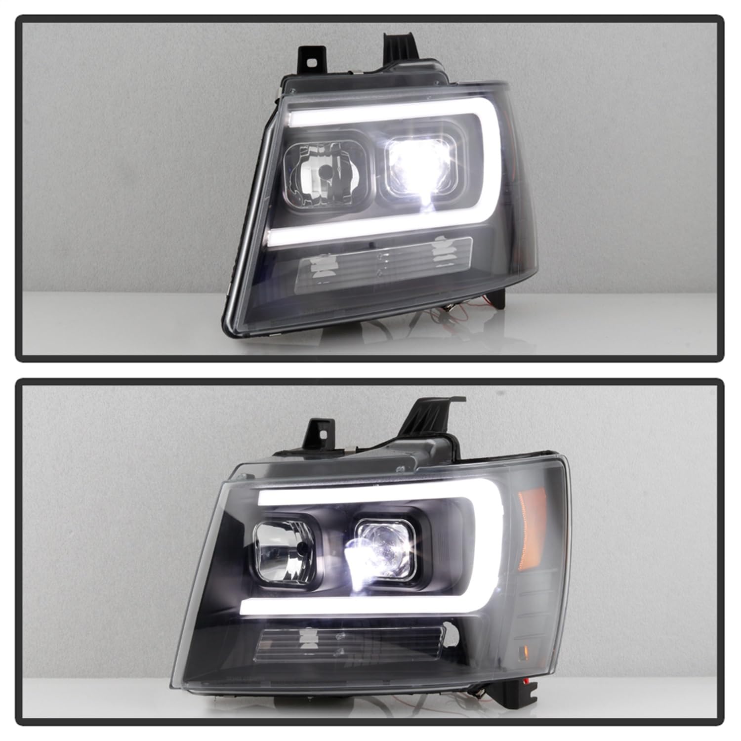 Chevy Suburban Spyder 1500/2500 07-14 Tahoe 07-14 LED Headlights Black PRO-YD-CSUB07V2PL-BK