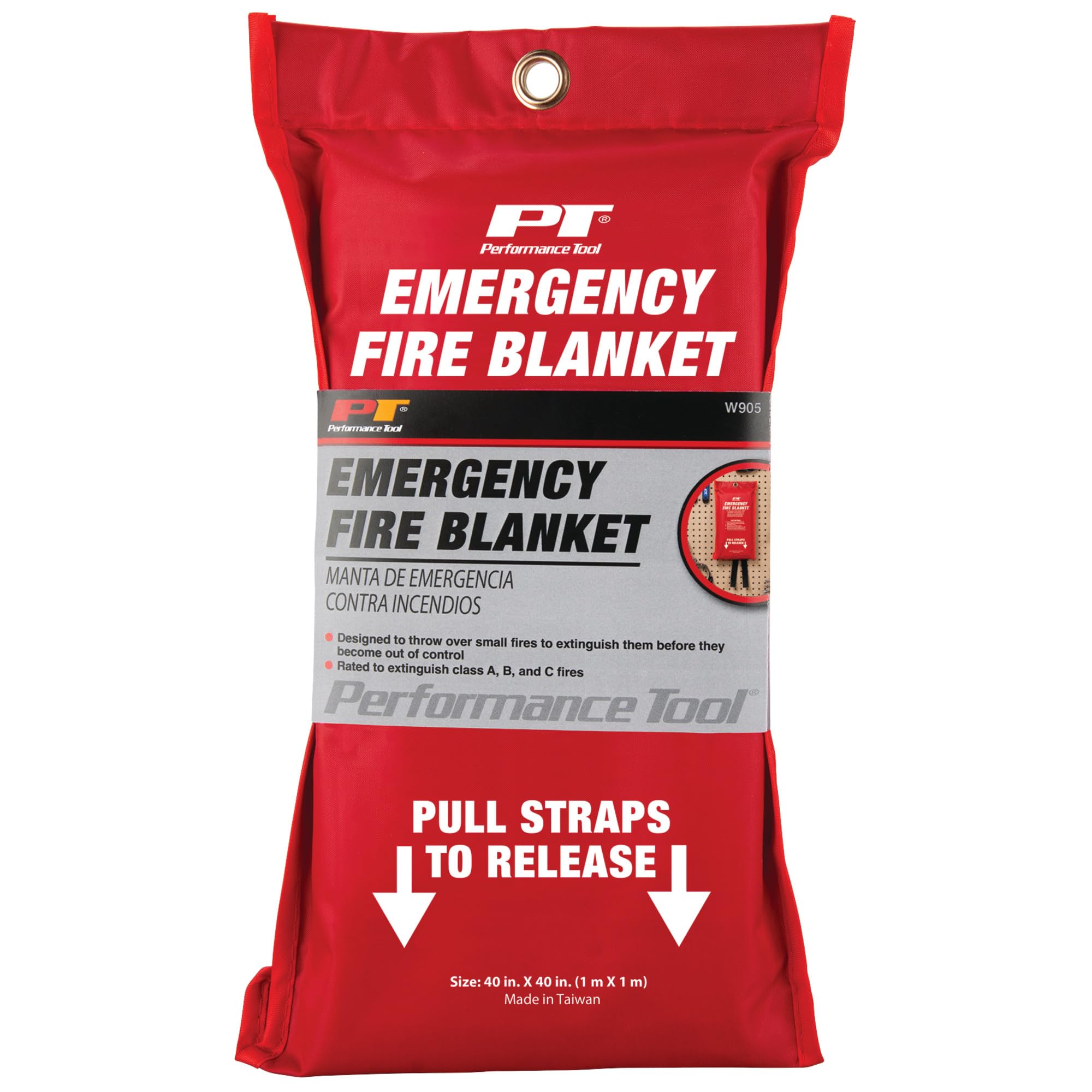 Emergency Fire Blanket Performance Tool W905, for Class A, B and C Fires, for Shops, Homes, Cars and RVs
