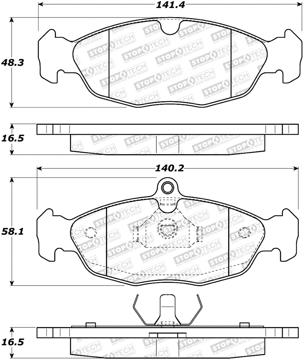 StopTech Street Brake Pads 308.06880; Front, Rear with Shims and Hardware