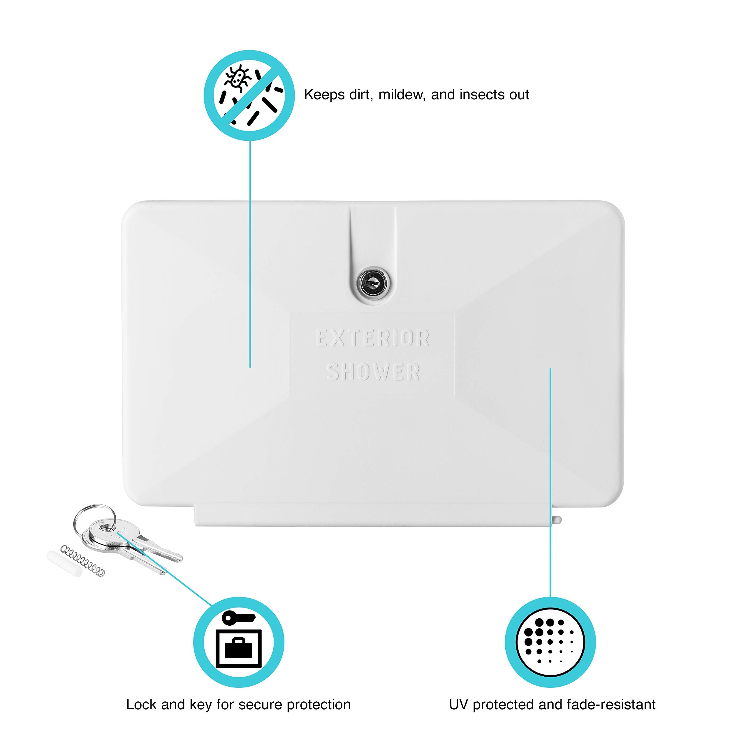 Dura Faucet RV DF-SA170D-WT Durable Replacement Door for an Exterior Shower Box Kit - Lockable (White)