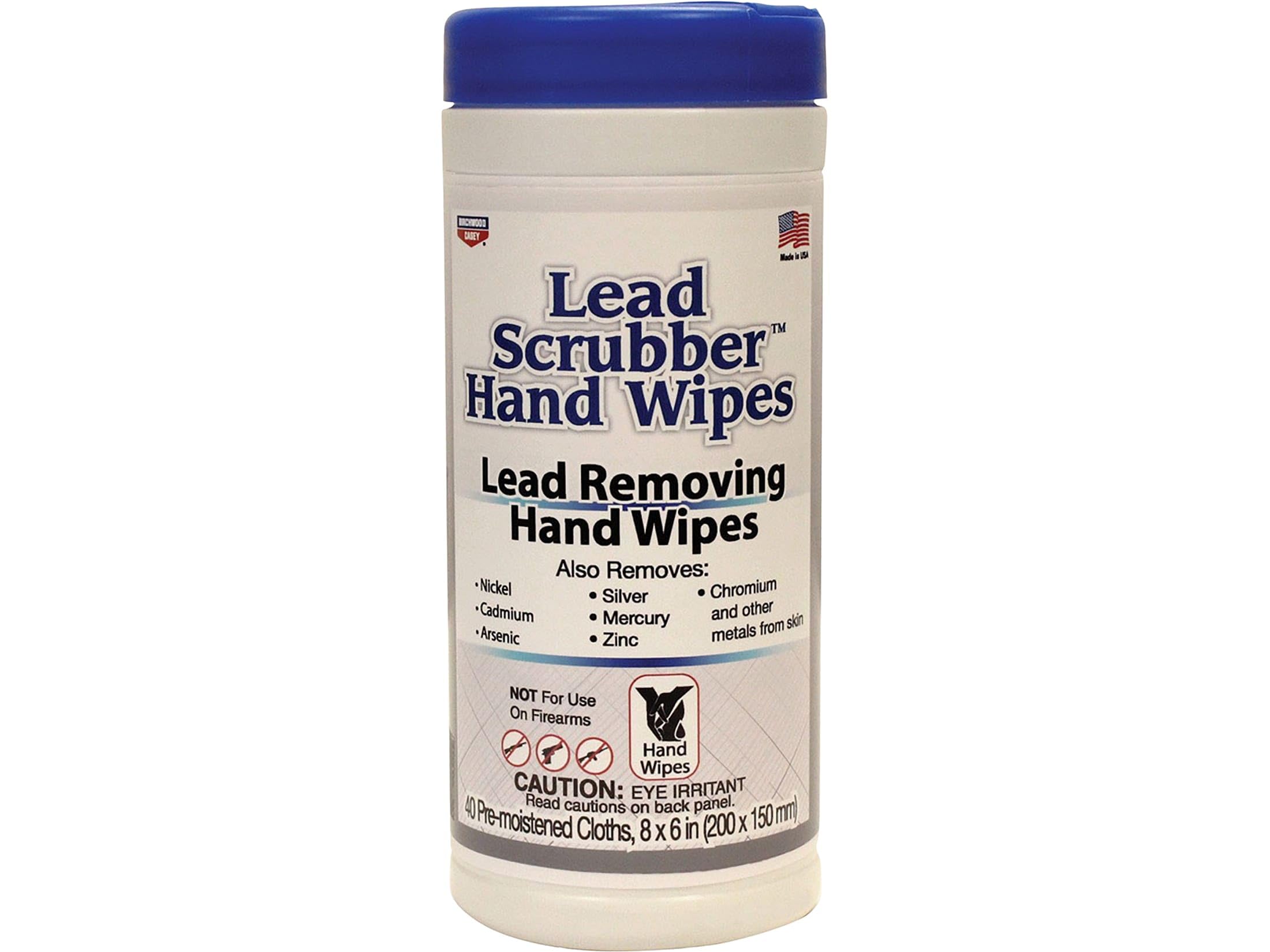 Birchwood Casey Hand Wipes Lead Scrubber, 40 Effective Pre-Moistened 8" x 6" Cleaning Towelettes for Quick Lead & Metals Removing