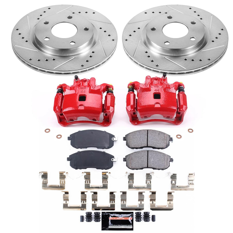 Power Stop Z23 Evolution Front Brake Caliper Kit KC6961- Brake Rotors, Carbon-Fiber Ceramic Brake Pads, Brake Calipers For Nissan Sentra 2013-2019 [Model Specific]