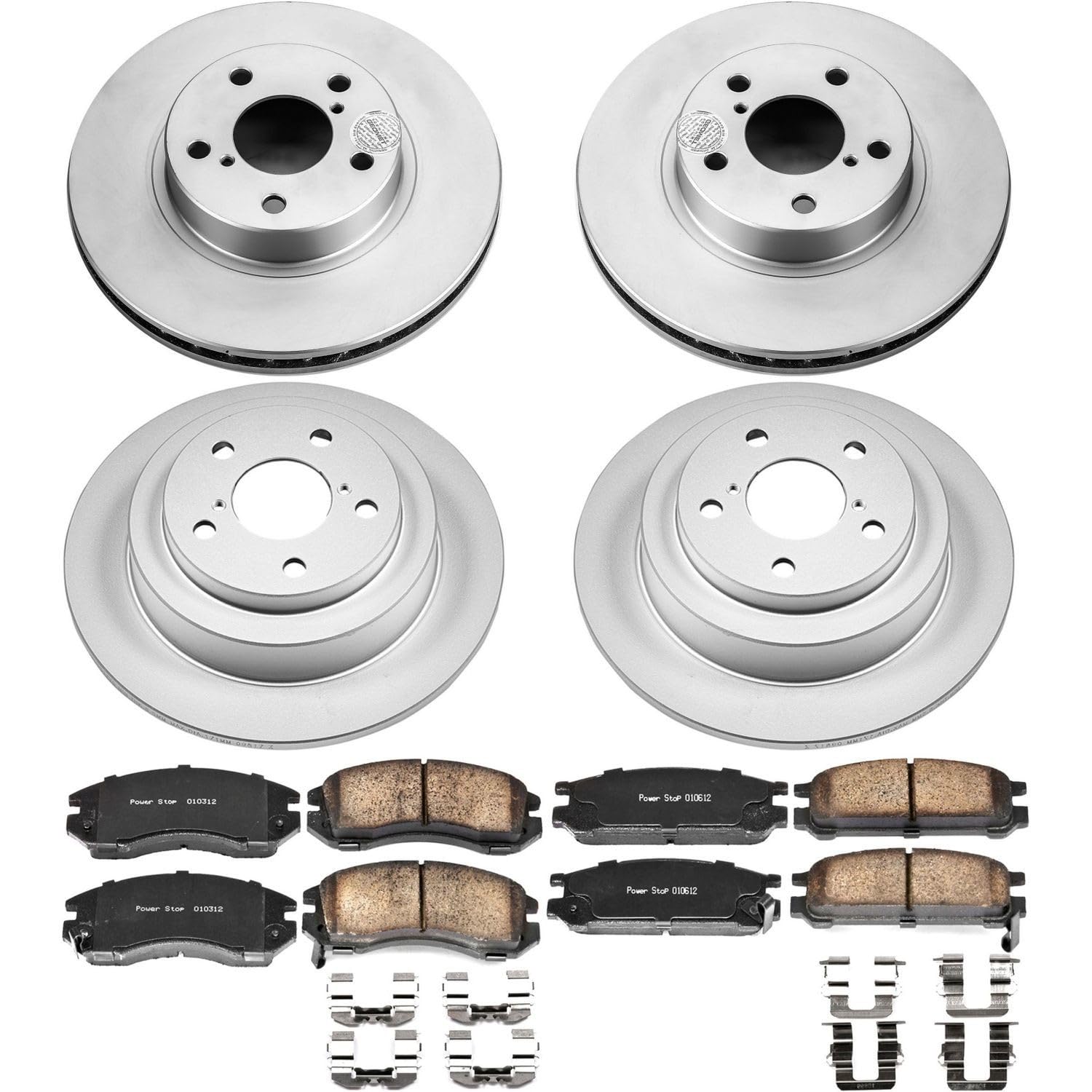 Power Stop CRK444 Brake Rotor and Ceramic Brake Pads Coated - Front & Rear For Subaru Impreza 1993-1996, Subaru Legacy 1990-1996 [Model Specific]