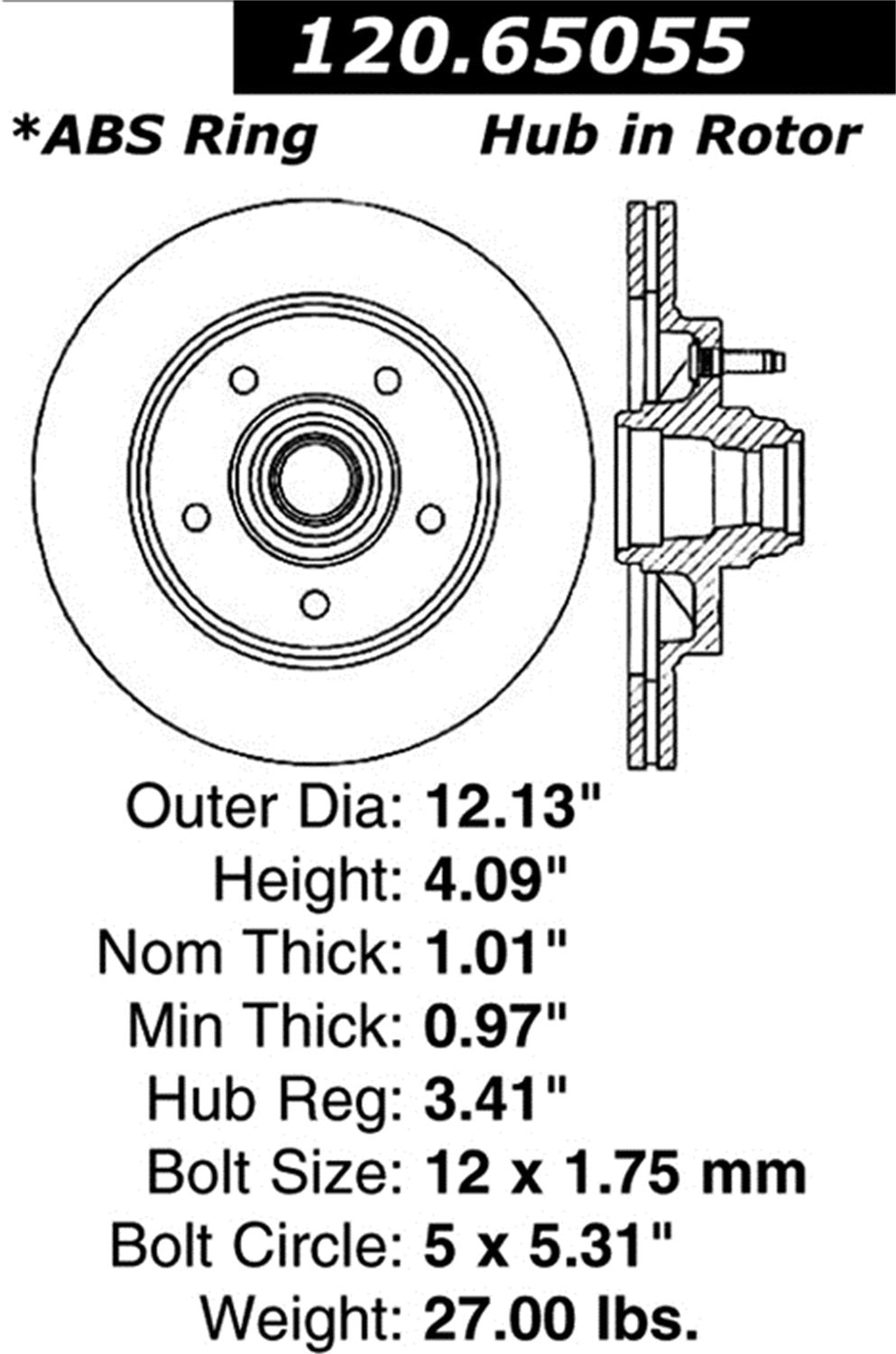 Sport Drilled/Slotted Brake Rotor StopTech 127.65055R (Front Right), 1 Pack