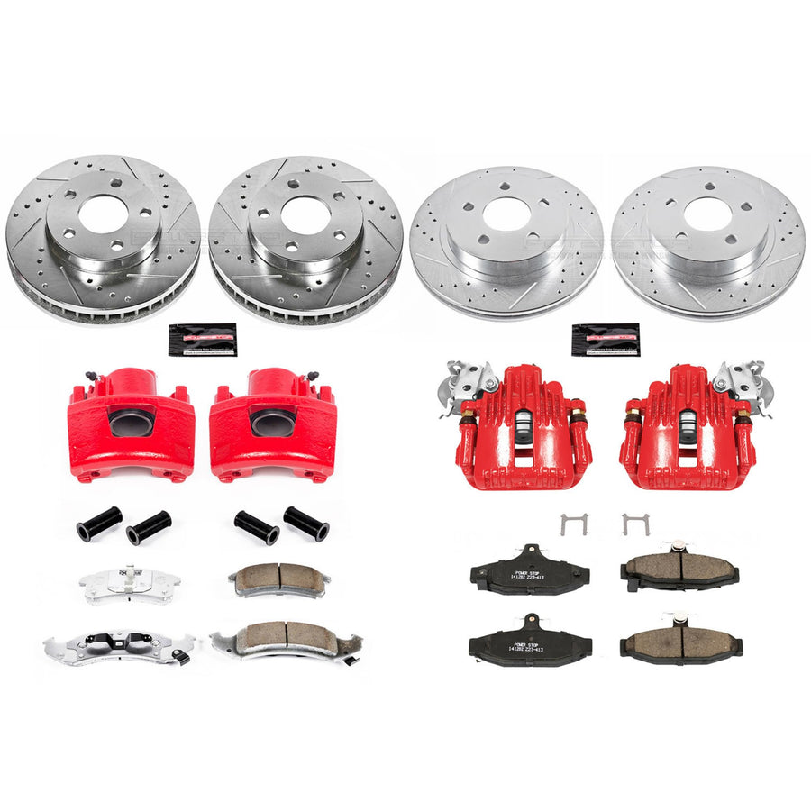 Power Stop 1-Click Performance Front/Rear Brake Kit with Calipers For Chevrolet Camaro KC1535 1994-1997, Pontiac Firebird 1994-1997 [Model Specific]