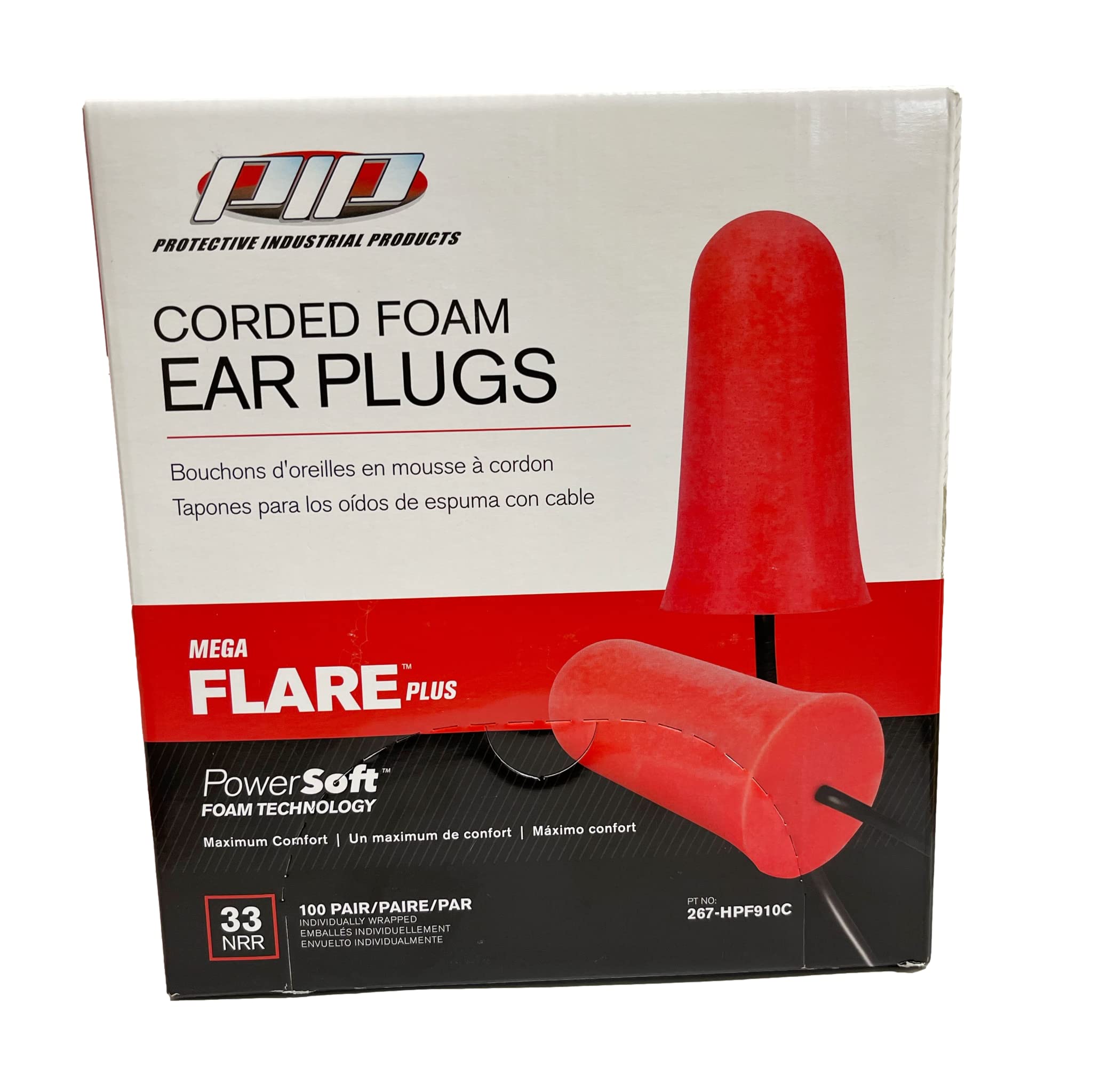 Plus Mega Flare‚Ѣ Earplugs - Oversize-small, Red - (Dispenser Box/100 Pair)