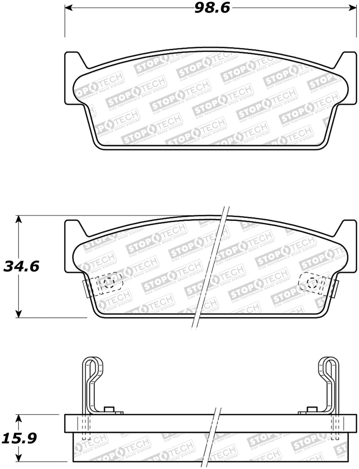 Rear StopTech 308.04790 Brake Pads with Shims and Hardware Street