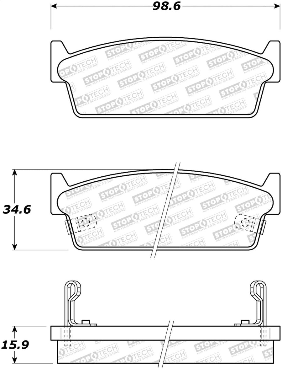 Rear StopTech 308.04790 Brake Pads with Shims and Hardware Street