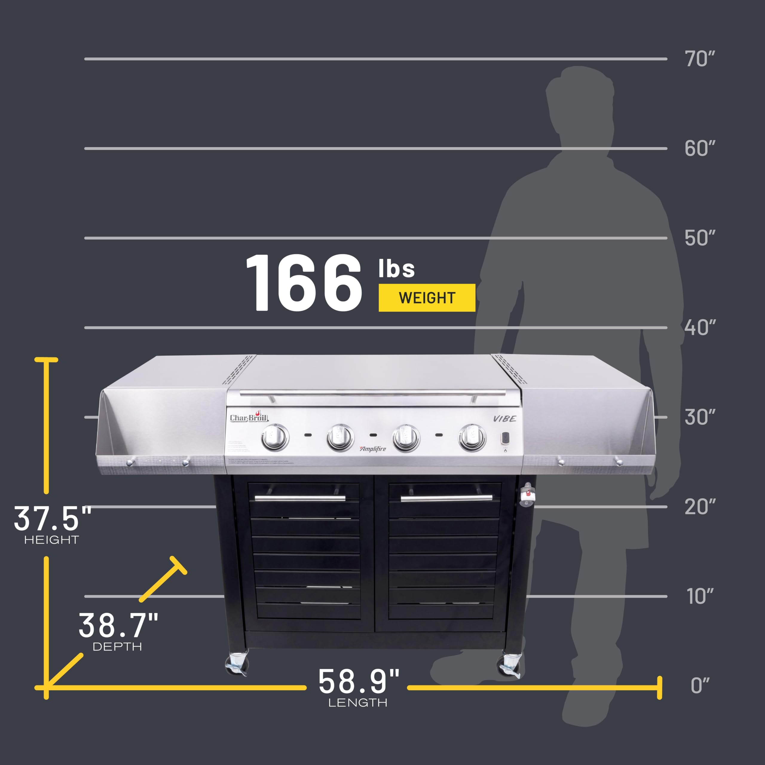 Char-Broil® Convective Vibe 4-Burner Propane Gas Stainless Steel Griddle - 463259623
