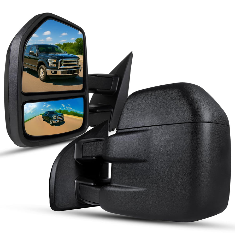 Spec-D Tuning Manual Extendable Black Tow Towing Mirrors Compatible with 2015-2020 Ford F150 Left + Right Pair