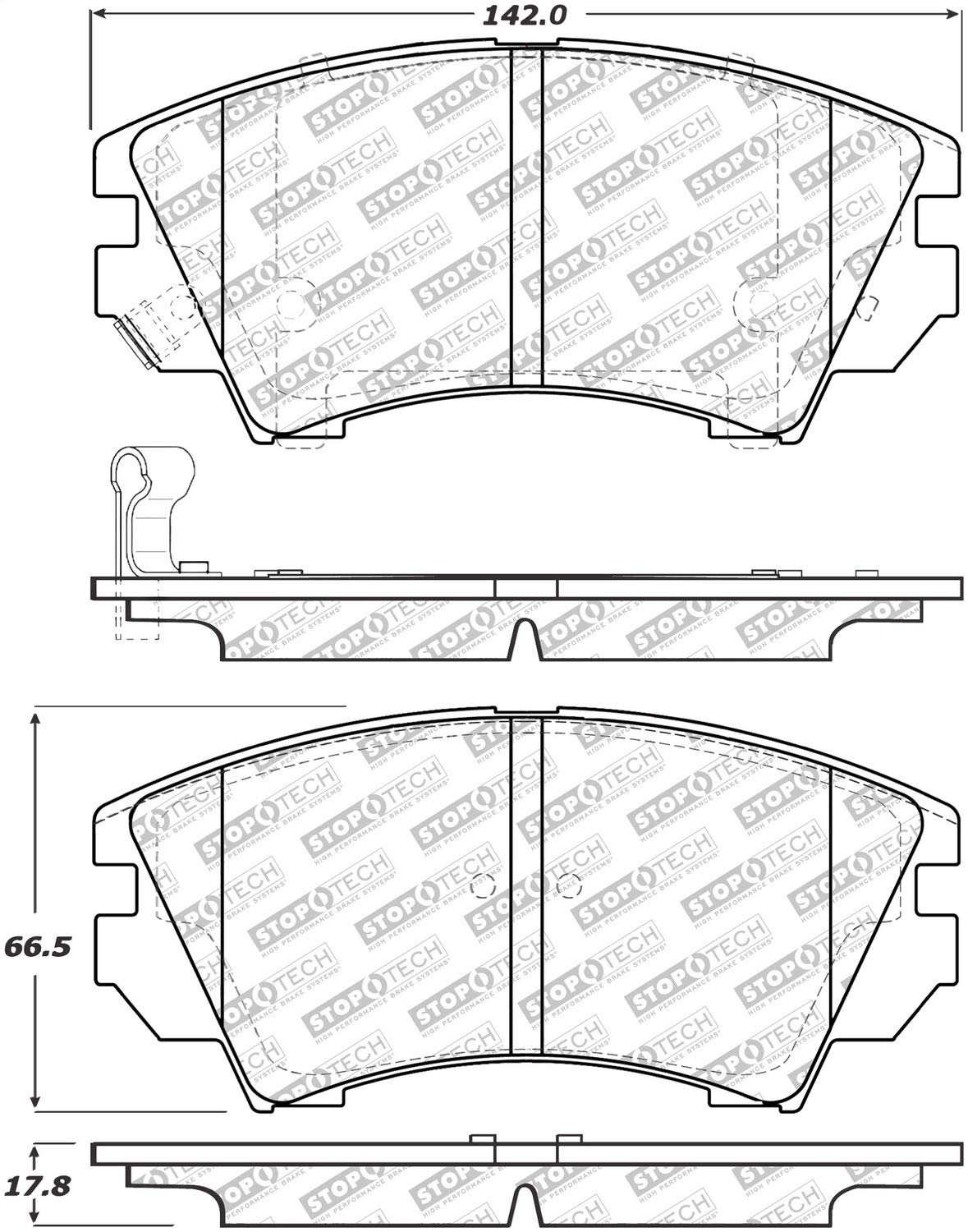 Brake Pads StopTech 305.14040 Street Select with Hardware