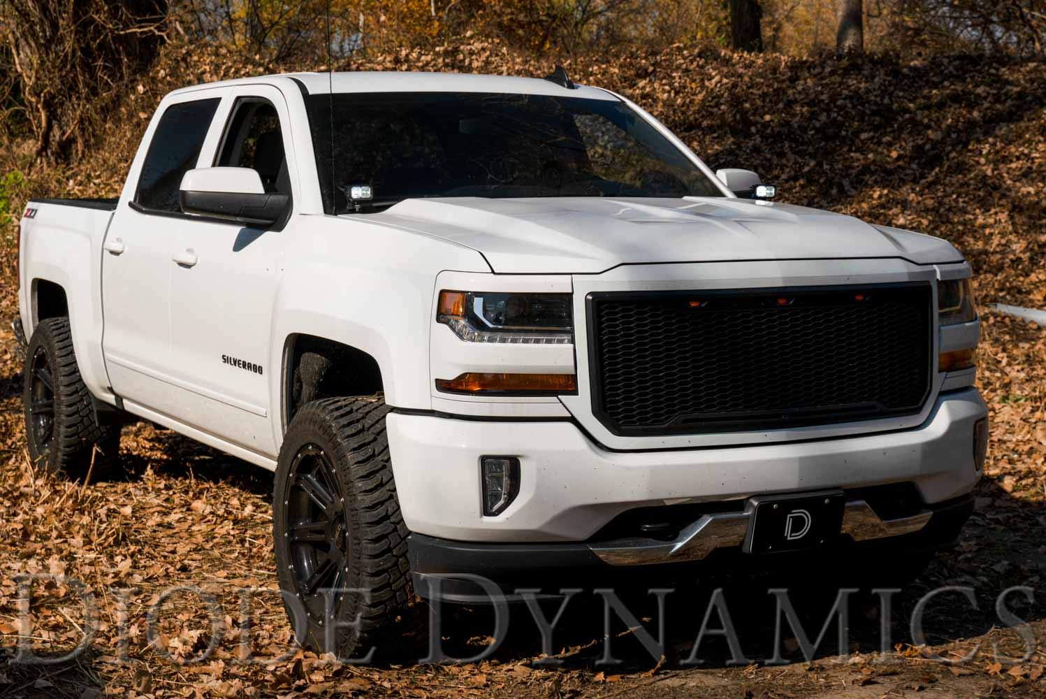 Diode Dynamics Backlit Stage Series Ditch Light Kit compatible with Chevrolet Silverado 1500 2014-2019, SS3 Pro Yellow Combo