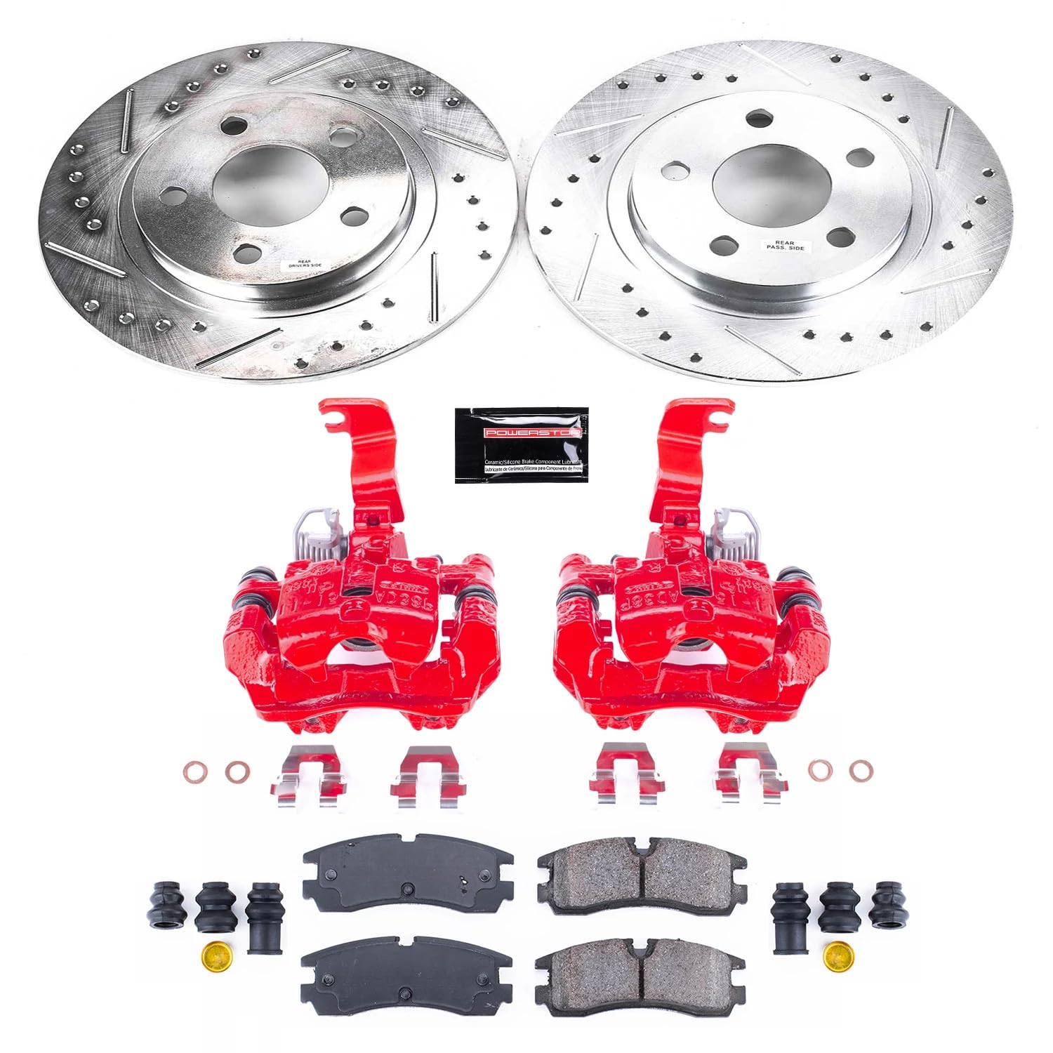 Power Stop Z23 KC1567 Evolution Sport Brake Upgrade Kit with Powder Coated Calipers- Rear For Cadillac Seville 2000-2002 [Model Specific]