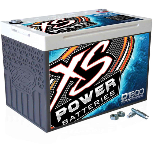D1600 XS Power 2400 Amp AGM Racing Battery with 587 Stud Adapter Hardware - Group 34 16 Volt 56Ah 775CA Deep Cycle AGM Powercel