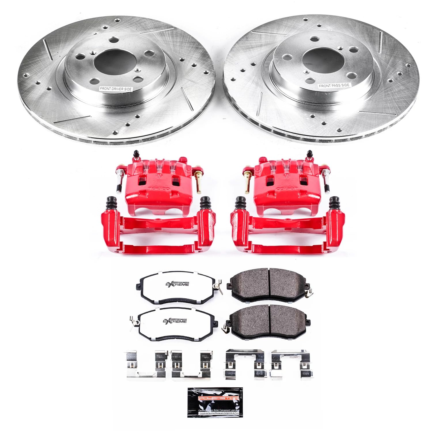 Power Stop Z23 KC6111 Evolution Sport Front Brake Caliper Kit- Brake Rotors, Brake Pads and Brake Calipers For Subaru Impreza 2011-2016 [Model Specific]