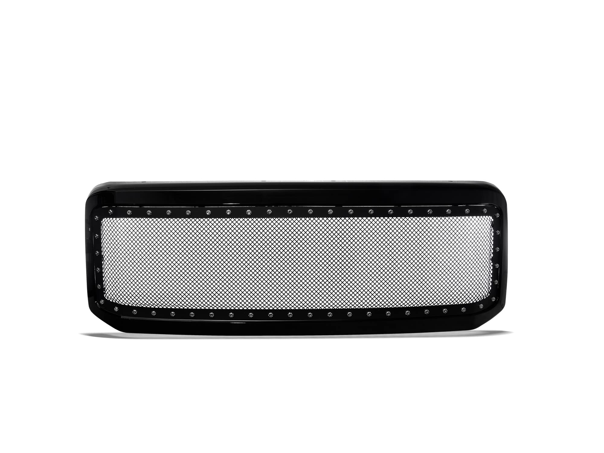 Studded Mesh Front Hood Grille Armordillo USA - Gloss Black Fits 2005-2007 Ford F250/F-250/F350/F-350 Super Duty