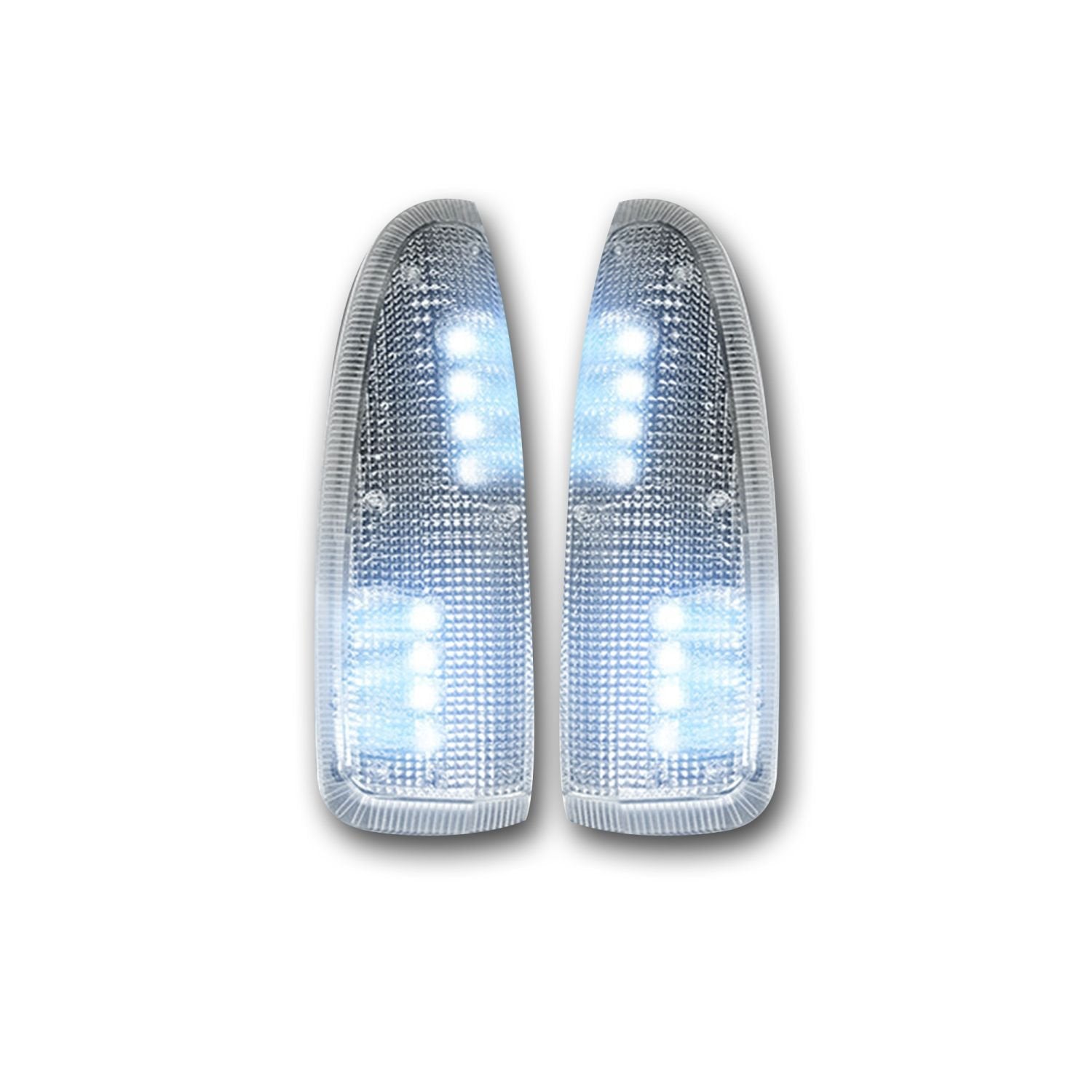 03-07 F250/F350 Superduty & Excursion Lenses Side Mirror (2-Piece Set) w/WHITE LED Running Lights & Turn Signals - Clear