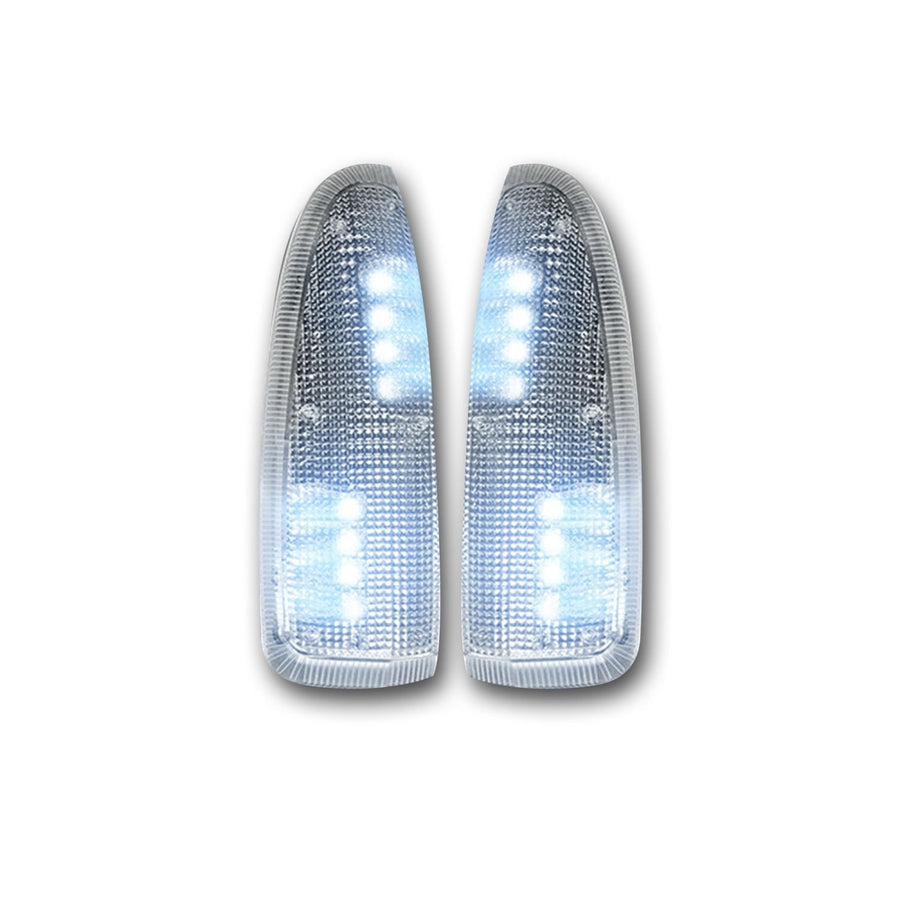 03-07 F250/F350 Superduty & Excursion Lenses Side Mirror (2-Piece Set) w/WHITE LED Running Lights & Turn Signals - Clear