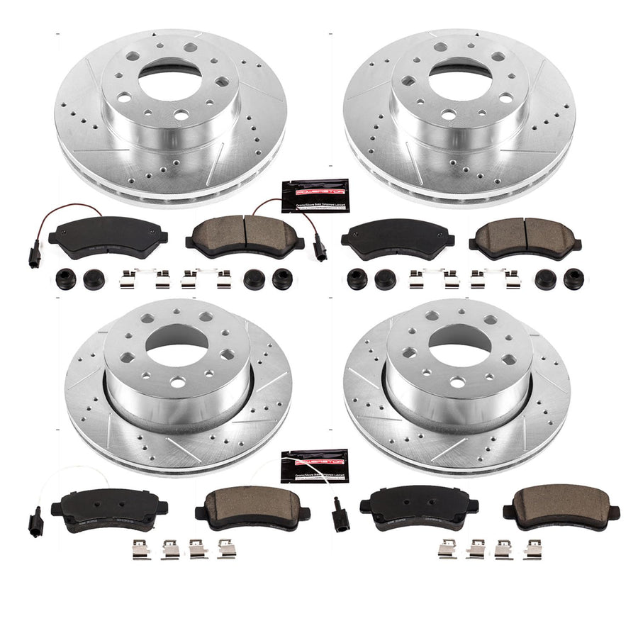 Power Stop K7305 Z23 Carbon Fiber Brake Pads Front and Rear with Drilled & Slotted Brake Rotors Kit For Ram ProMaster 1500, Ram ProMaster 2500, Ram ProMaster 3500 [Model Specific]