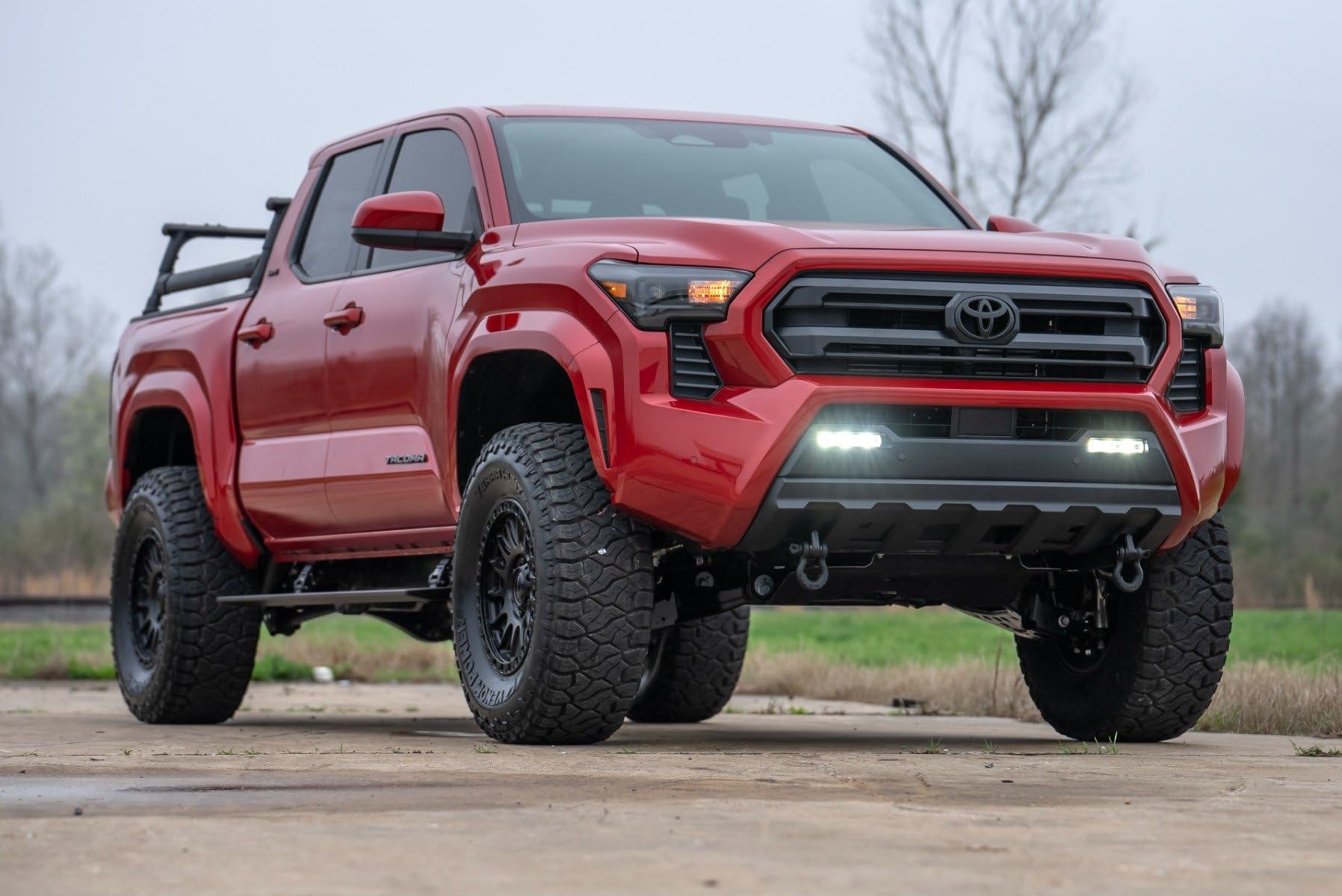 Power Running Boards Rough Country for Toyota Tacoma (2024-2025) Double Cab - Dual-Motor Electric Retractable Side Steps with LED Truck Step Lights