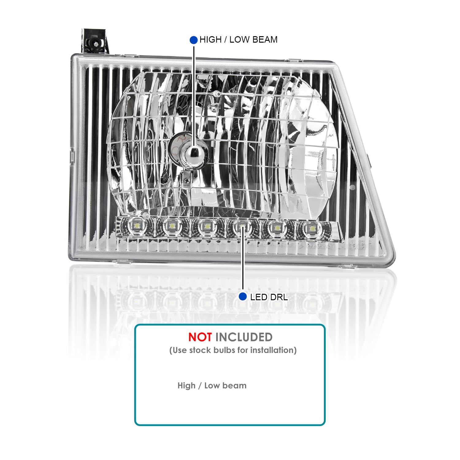 Econoline Van Head Light W/Corner Clear Comopatible with 1992-2006 Ford SPEC-D TUNING Left + Right Pair