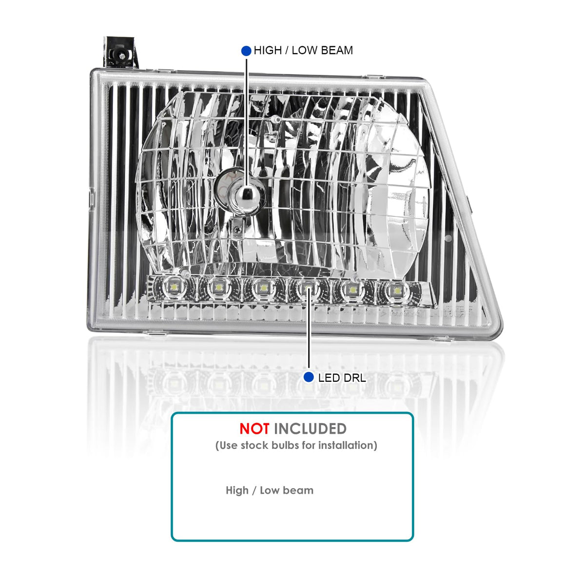 Econoline Van Head Light W/Corner Clear Comopatible with 1992-2006 Ford SPEC-D TUNING Left + Right Pair