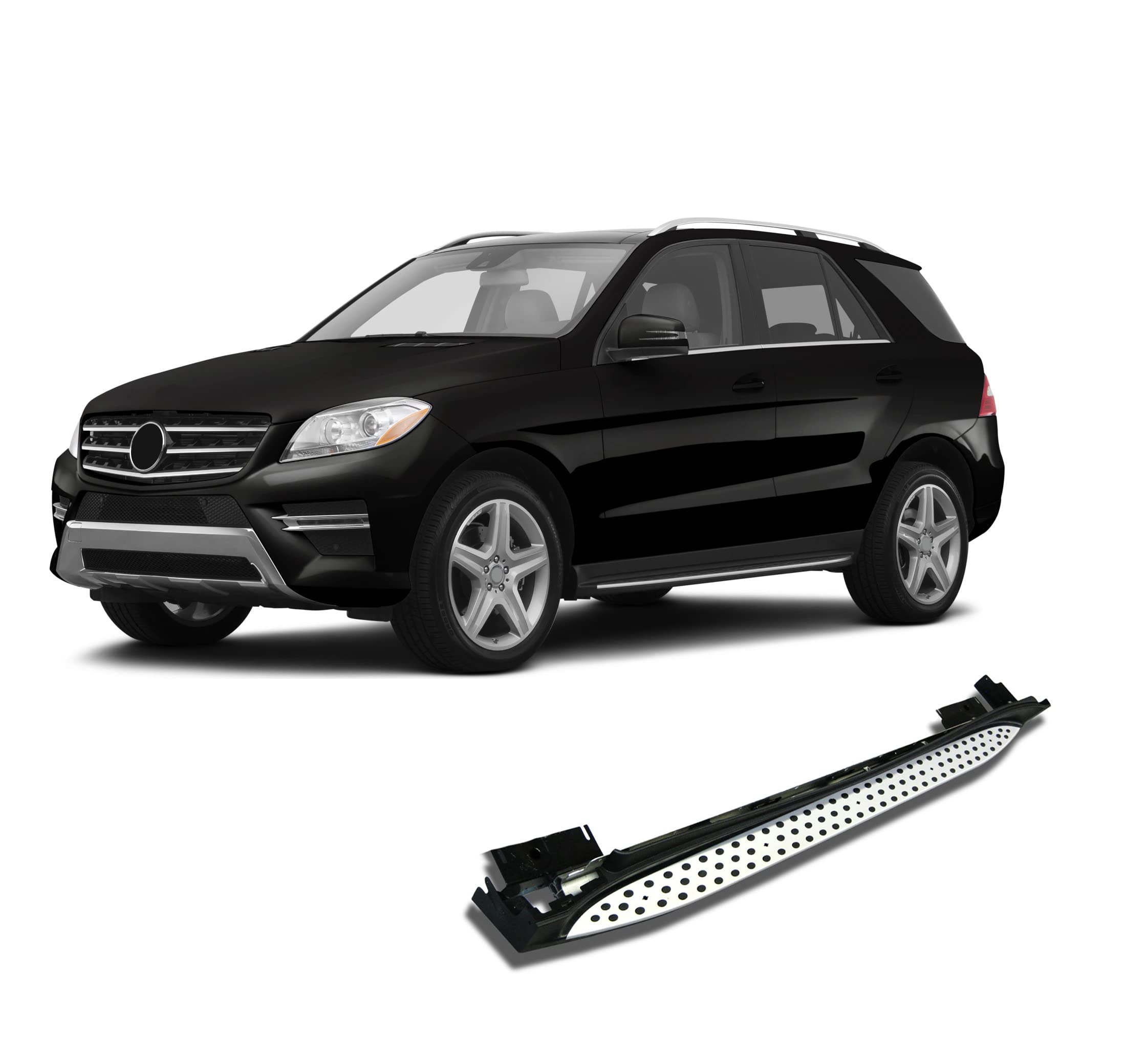 OEM Black Horse Replica Running Boards Aluminum Compatible with 2012-2015 Mercedes-Benz ML350/ML500/ML550/ML63 AMG|2015-2015 Mercedes-Benz ML250/ML400 -RMW166