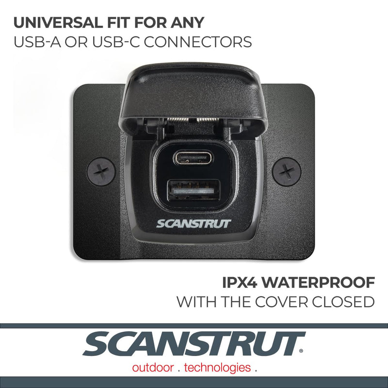 Scanstrut Dual USB Socket Fast Charge with Front fit Bezel