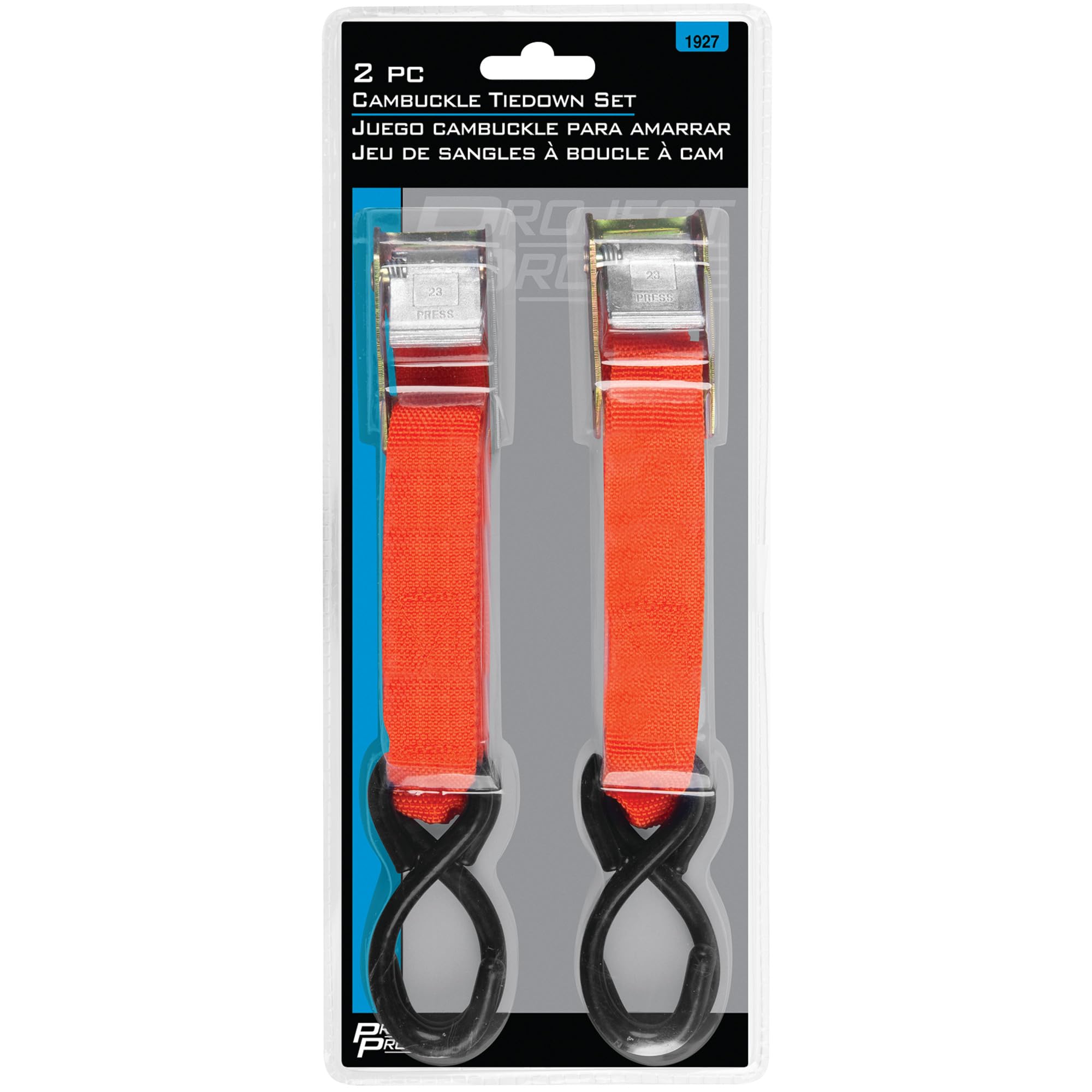 Heavy Duty Performance Tool 1927 Steel Cam Buckle Tie Down Straps with Plated Buckle for Durability and Security - Perfect for Towing, Hauling and More