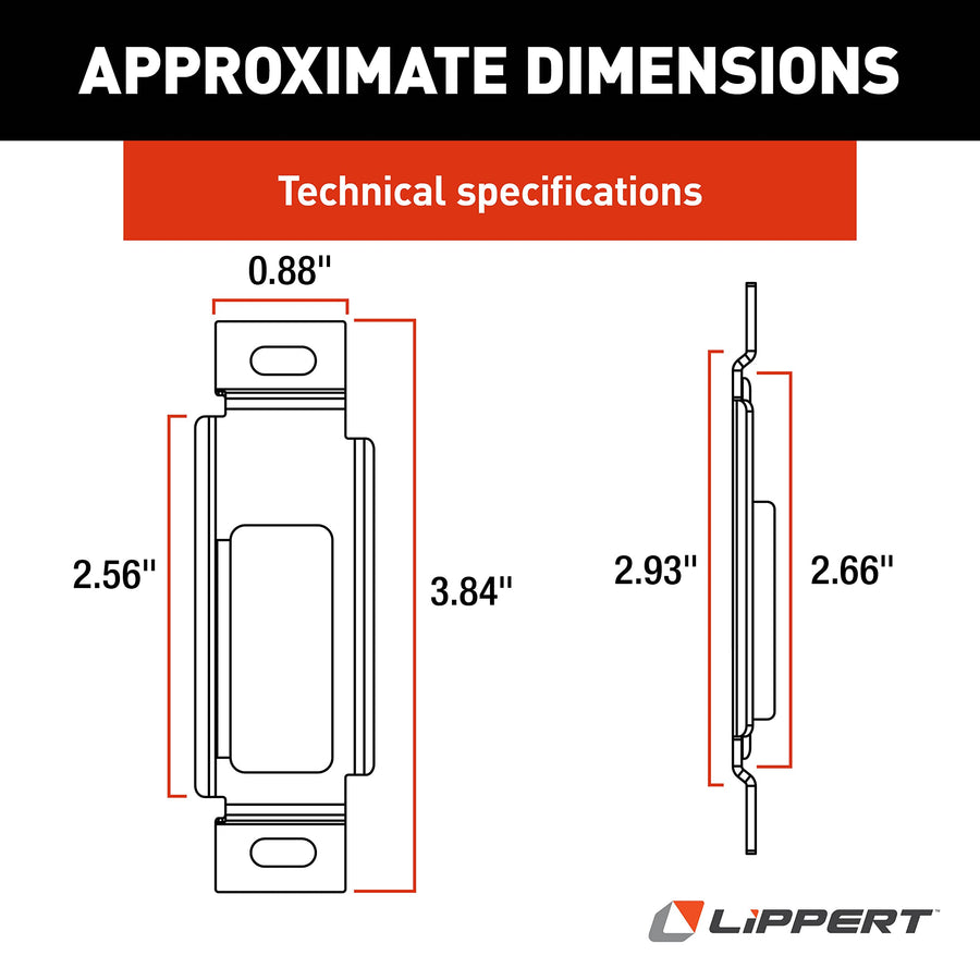 Lippert RV Replacement Baggage Door Latch Strike, No Assembly Required, Easy DIY Installation for 5th Wheels, Travel Trailers and Motorhomes - 314301, Silver