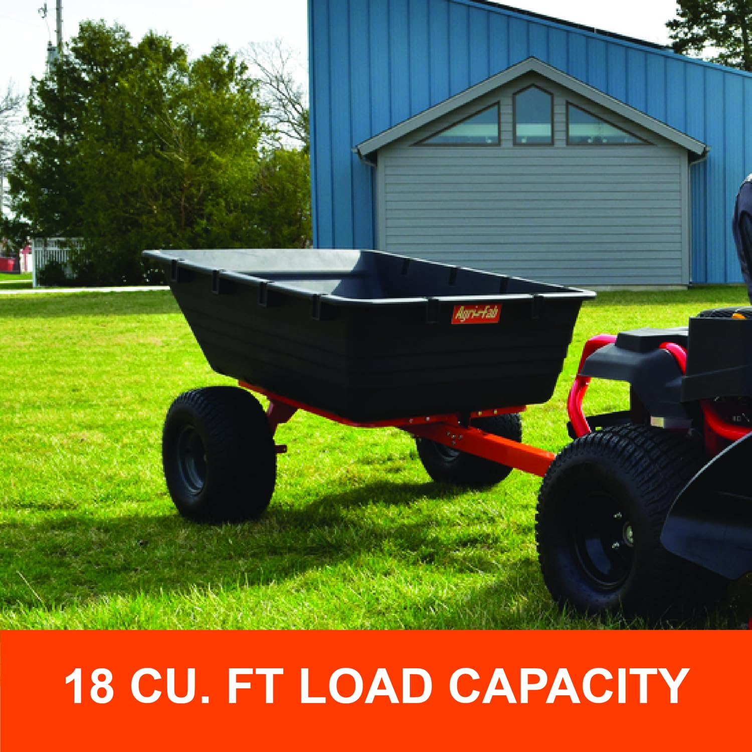 Tow Behind Agri-Fab 45-0579 1,000 lb Poly Dump Cart, 17 CU. FT.; Lawn & Garden Trailer for Riding Lawn Mowers, 18" x 8.5" All-Terrain Pneumatics Tires, Easy to Use Dumping Mechanism