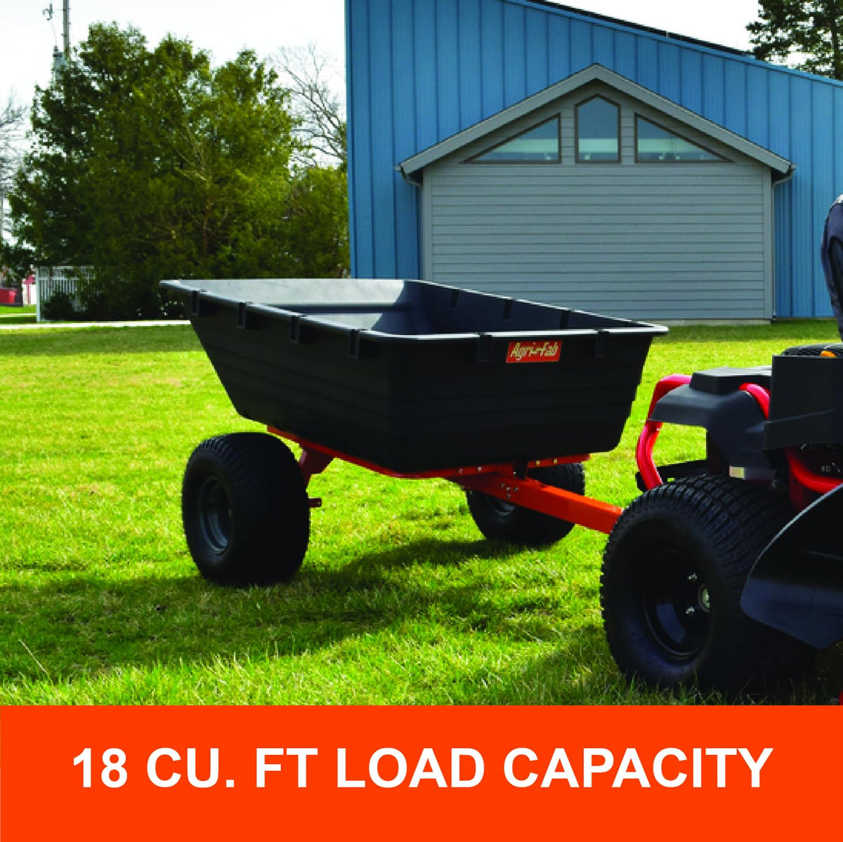 Tow Behind Agri-Fab 45-0579 1,000 lb Poly Dump Cart, 17 CU. FT.; Lawn & Garden Trailer for Riding Lawn Mowers, 18" x 8.5" All-Terrain Pneumatics Tires, Easy to Use Dumping Mechanism