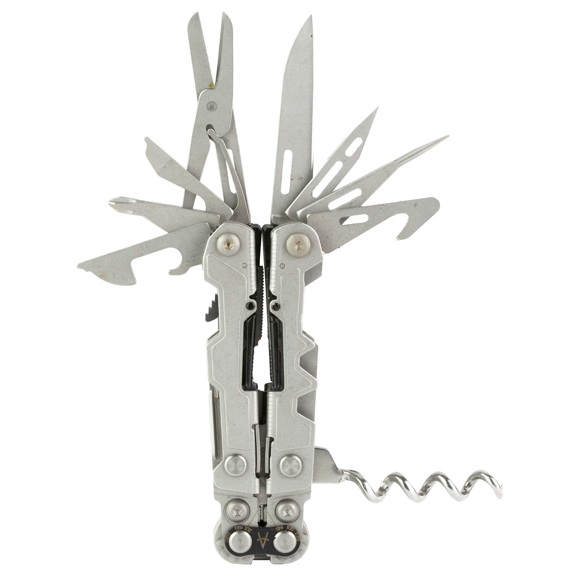 SOG Mini PowerLitre Utility Multi-Tool w/ 19 Lightweight Tools, Compact 5 Inch Long Utility Tool with Knife, Screwdriver, Hex Bit Holder, Stone Wash