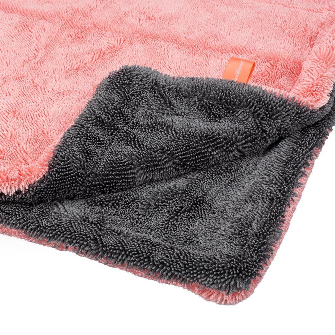 20" x 24" Maxshine Universal Pink Car Drying Towel – 1200 GSM Rinse-Free Double-Sided Microfiber Towel – Plush, Super Absorbent for Car Wash & Detailing
