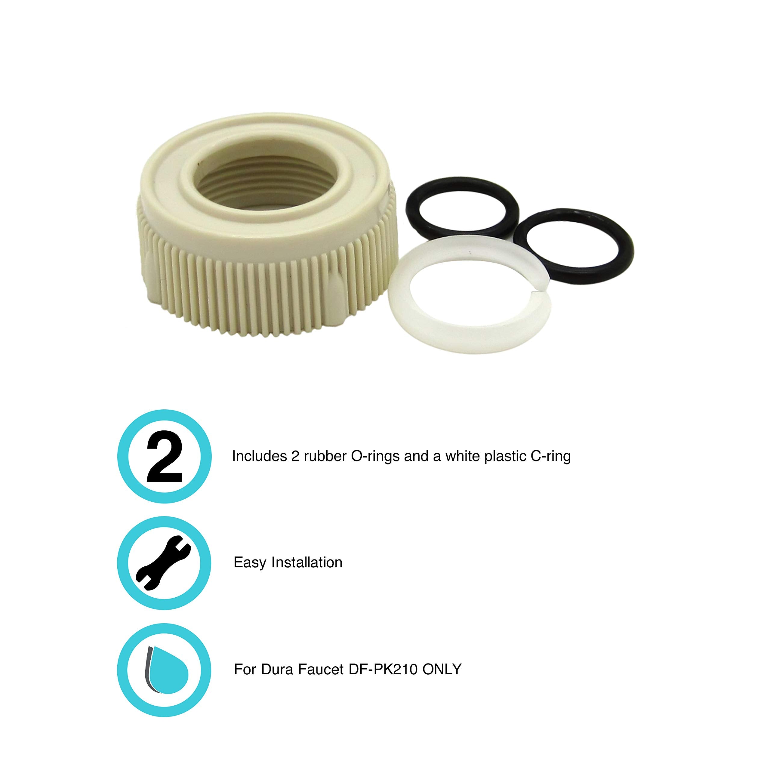 Dura Faucet RV Faucet DF-RK510-BQ Spout Nut and Rings Replacement Kit (Bisque Parchment)