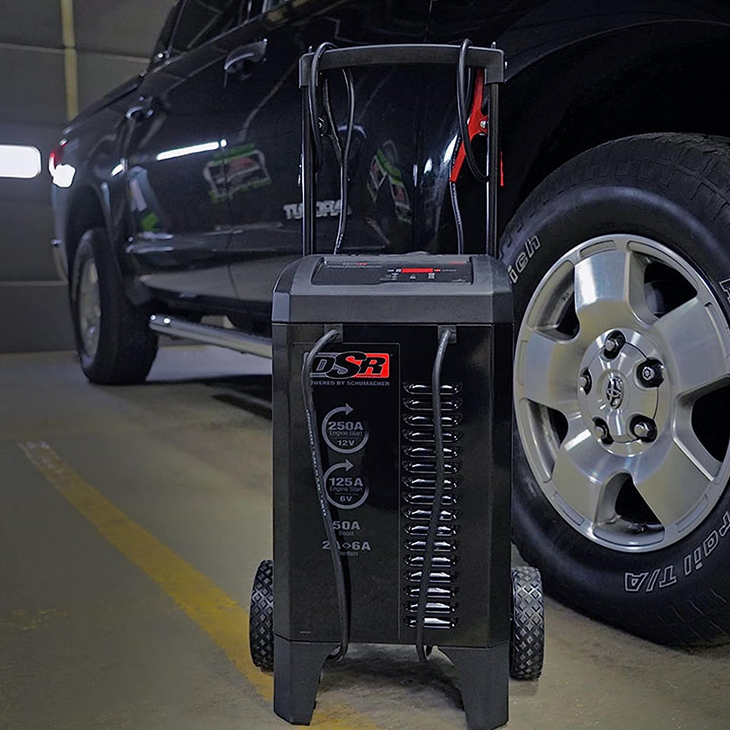 DSR Pro Series Schumacher Electric 6V / 12V Battery Charger Engine Starter & Maintainer - Heavy Duty Wheeled Battery Charger - 125/250 Amps - with 50-Amp Boost Mode - DSR131