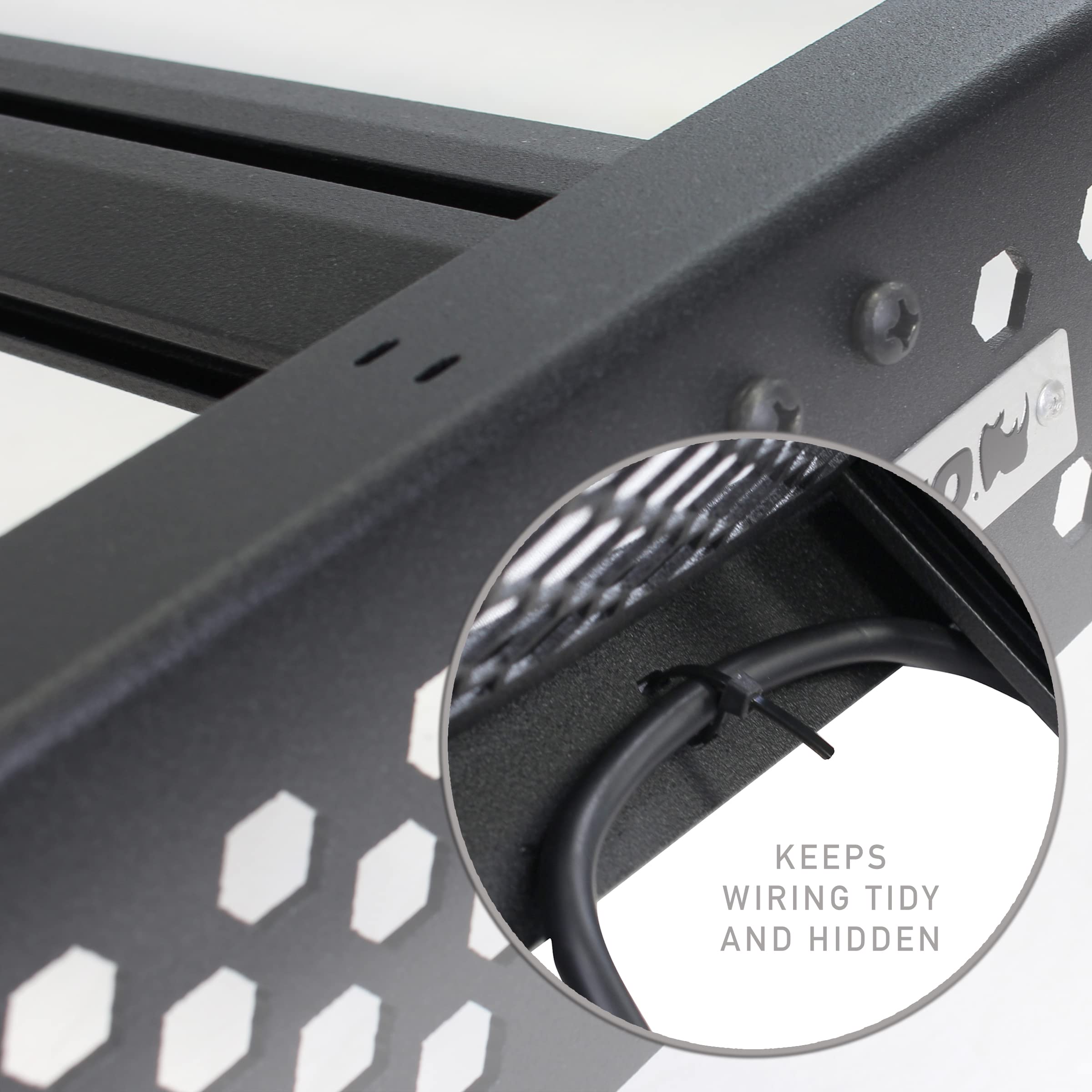 Go Rhino Low Profile Ceros Roof Rack | Aluminum, Textured Black | 5933110T | Fits 2019 - 2024 Chevrolet Silverado & GMC Sierra 1500 Crew Cab Pickup