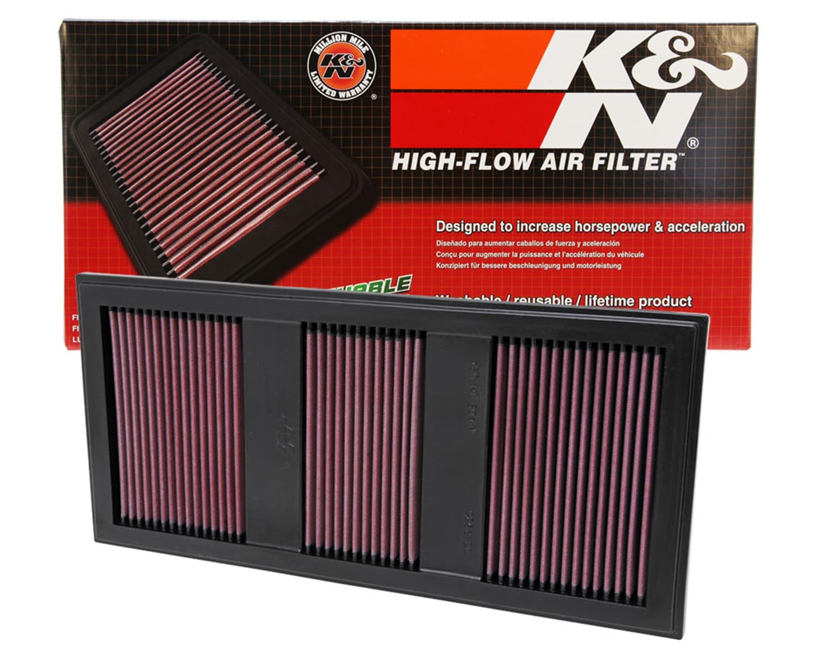 High-Flow K&N Original Lifetime Engine Air Filter: Increase Power: Premium, Washable: Compatible with 2011-2016 Mercedes Benz: (See Product Description for Select Models) 33-2985
