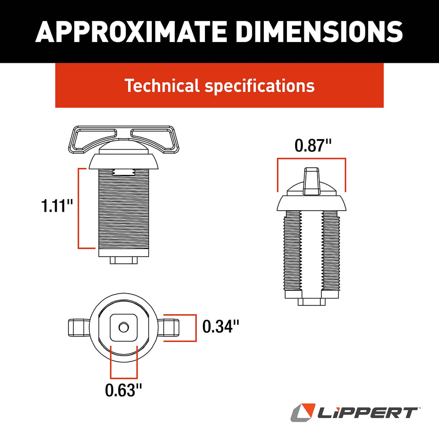 213108 Lippert Components RV Baggage Door Thumb Turn Latch 1-1/8" Chrome