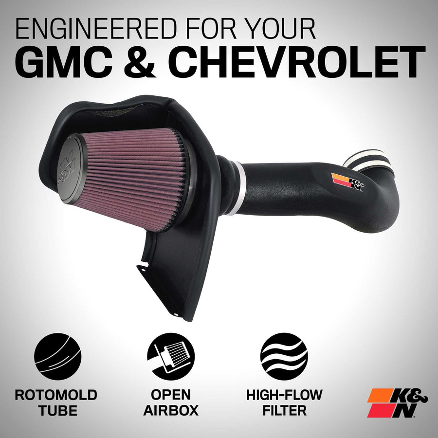 K&N Cold Air Intake System: High-Flow Air Filter, Towing & Increase Performance: Compatible with 2005-2007 Chevy/GMC/Cadillac: Silverado, Suburban, Tahoe, Sierra, Yukon, Escalade, Avalanche, 57-3050