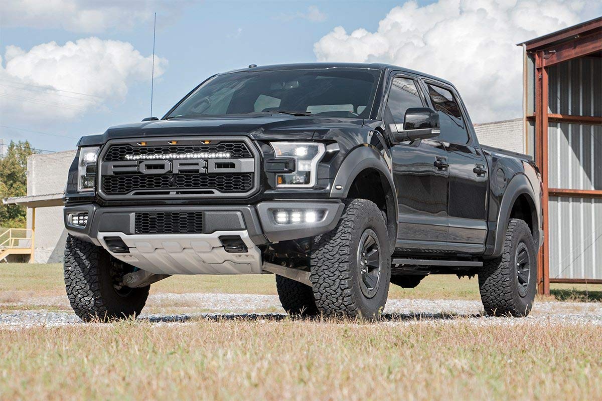 Black Series Rough Country Triple LED Fog Light Kit for 17-21 Raptor - 70700