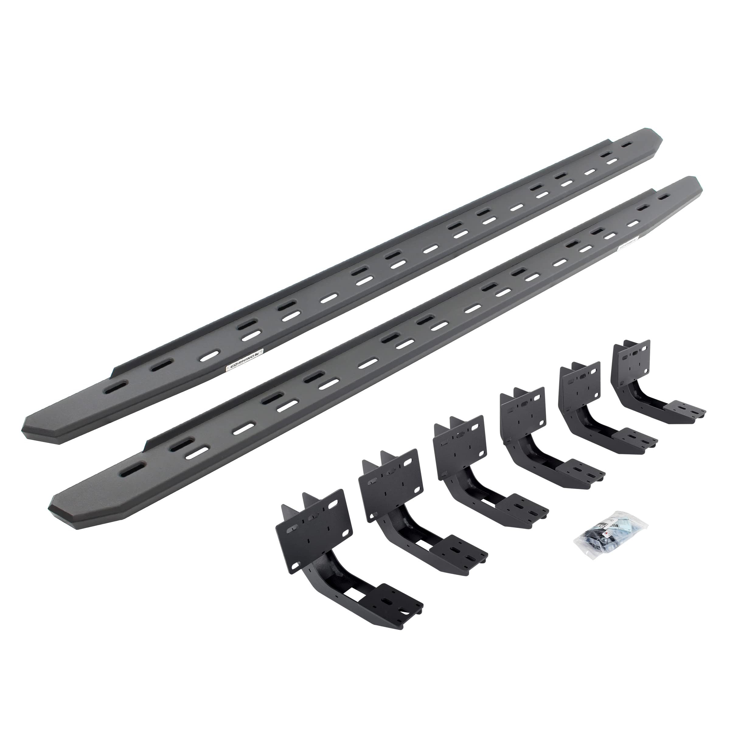 Go Rhino RB30 Running Boards & Slim Brackets | Galvanized Steel, Textured Black | 69630687SPC | Fits 2019-2024 RAM 1500 Crew Cab Pickup