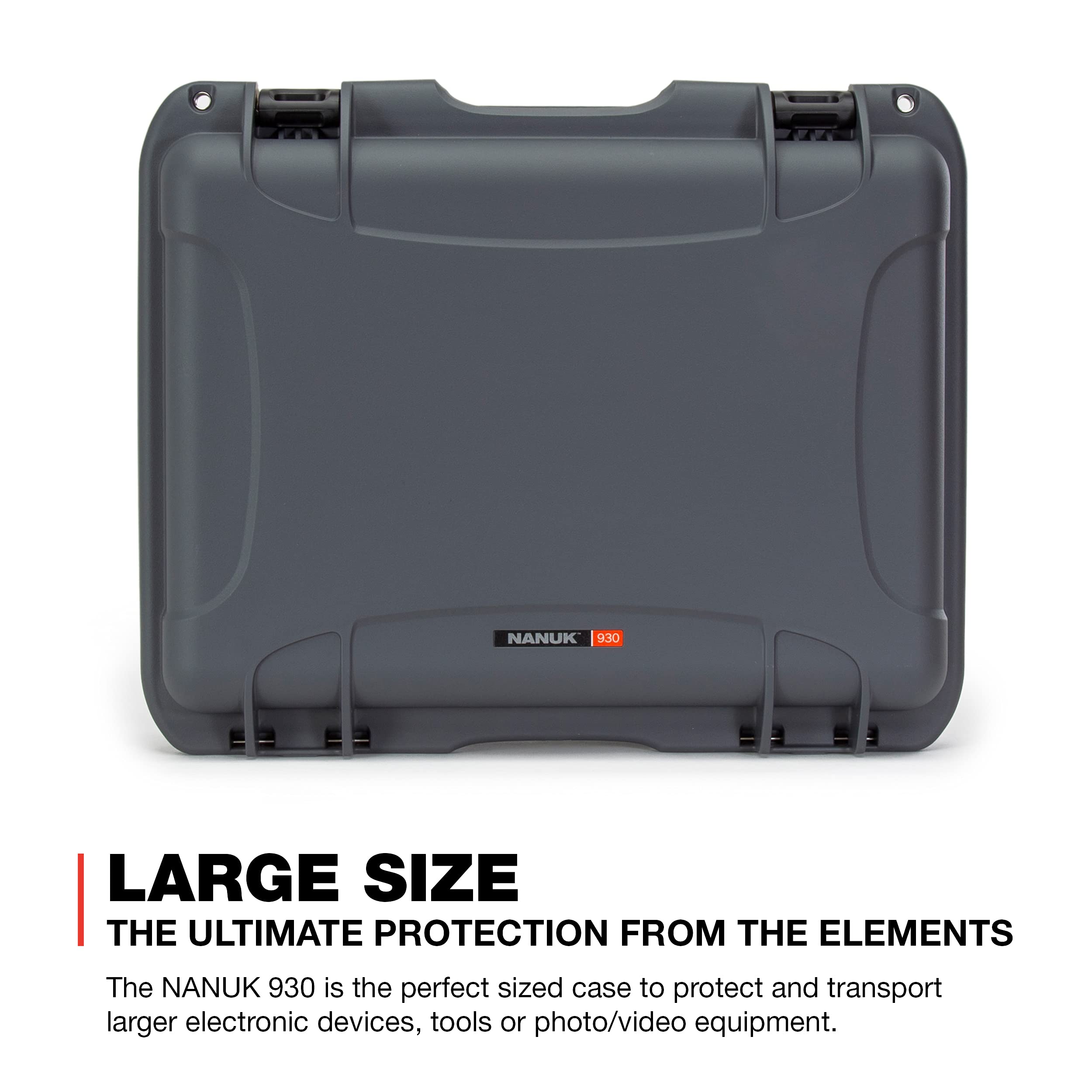 Nanuk 930 Large Series Lightweight NK-7 Resin Waterproof Protective Case with Padded Dividers, Graphite