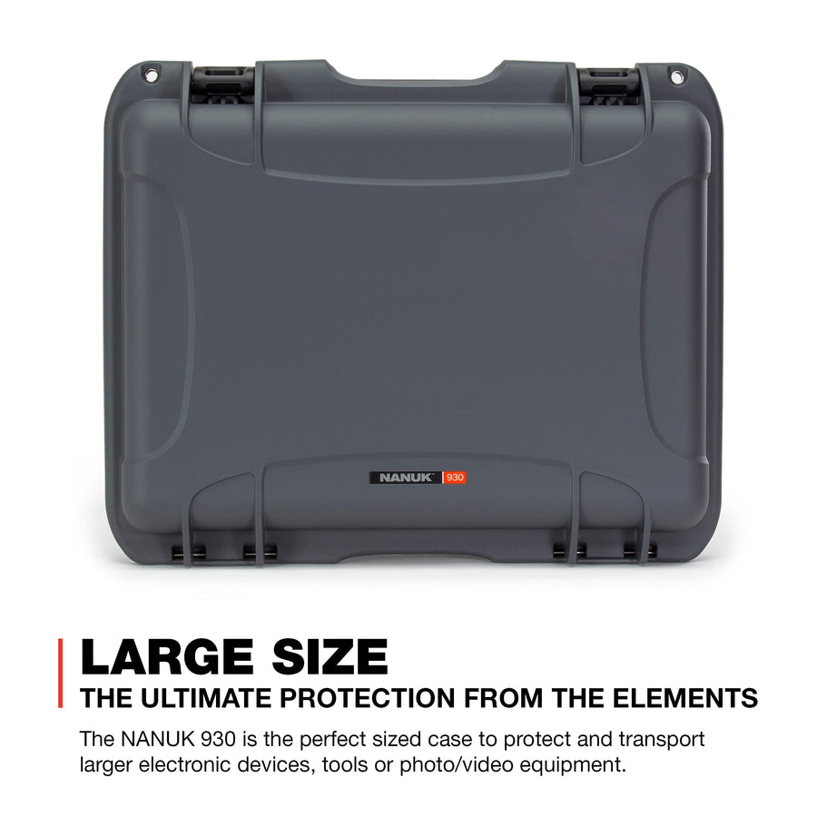 Nanuk 930 Large Series Lightweight NK-7 Resin Waterproof Protective Case with Padded Dividers, Graphite