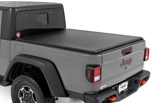 Soft Roll-Up Truck Bed Cover Rough Country for Jeep Gladiator (2020-2025) - Fits 5' (60.3") Bed, Weatherproof Tonneau Covers