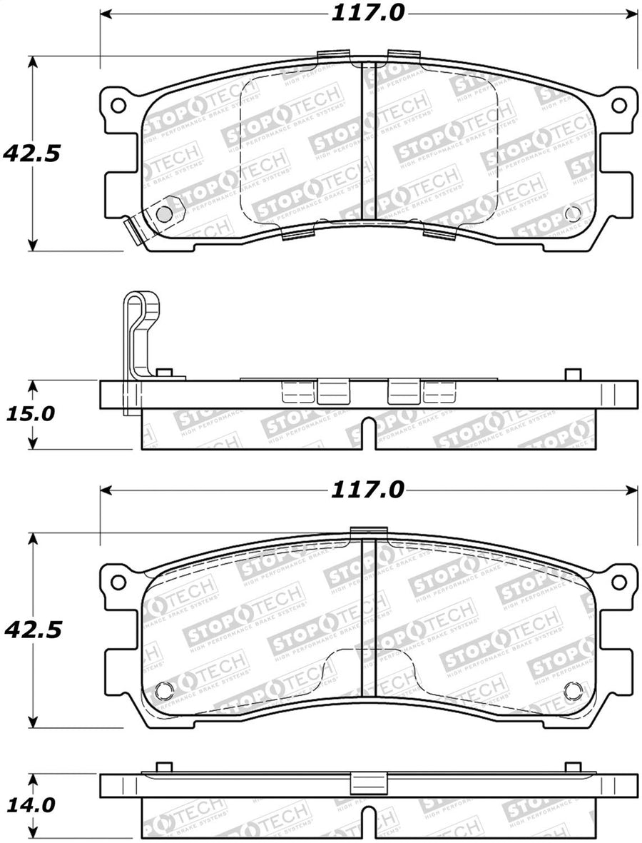 Rear StopTech 308.05531 Brake Pads with Shims and Hardware Street