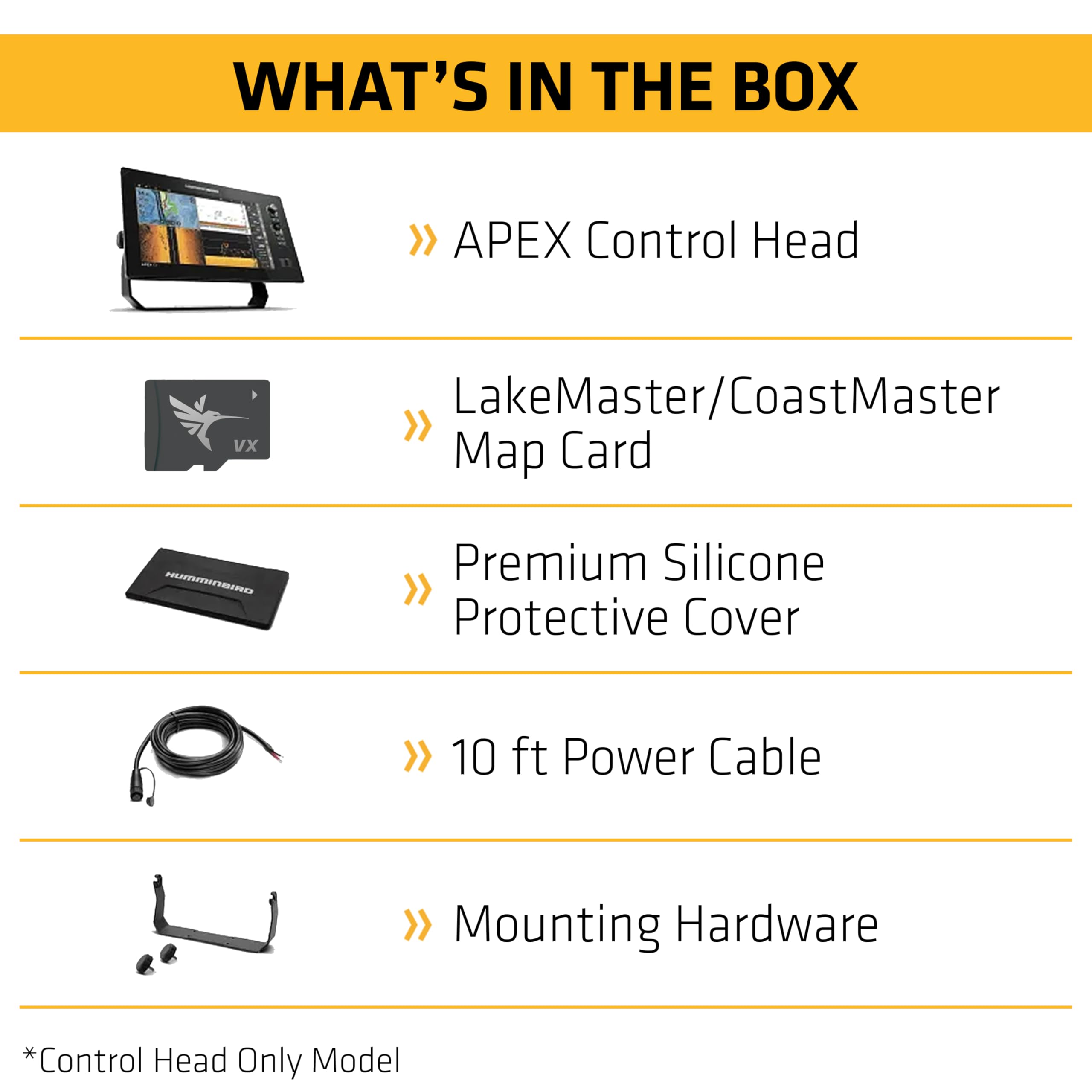 Humminbird APEX VX CHO 16 GPS Fish Finder with LakeMaster and CoastMaster VX Maps and MEGA Side Imaging+ (Control Head Only)