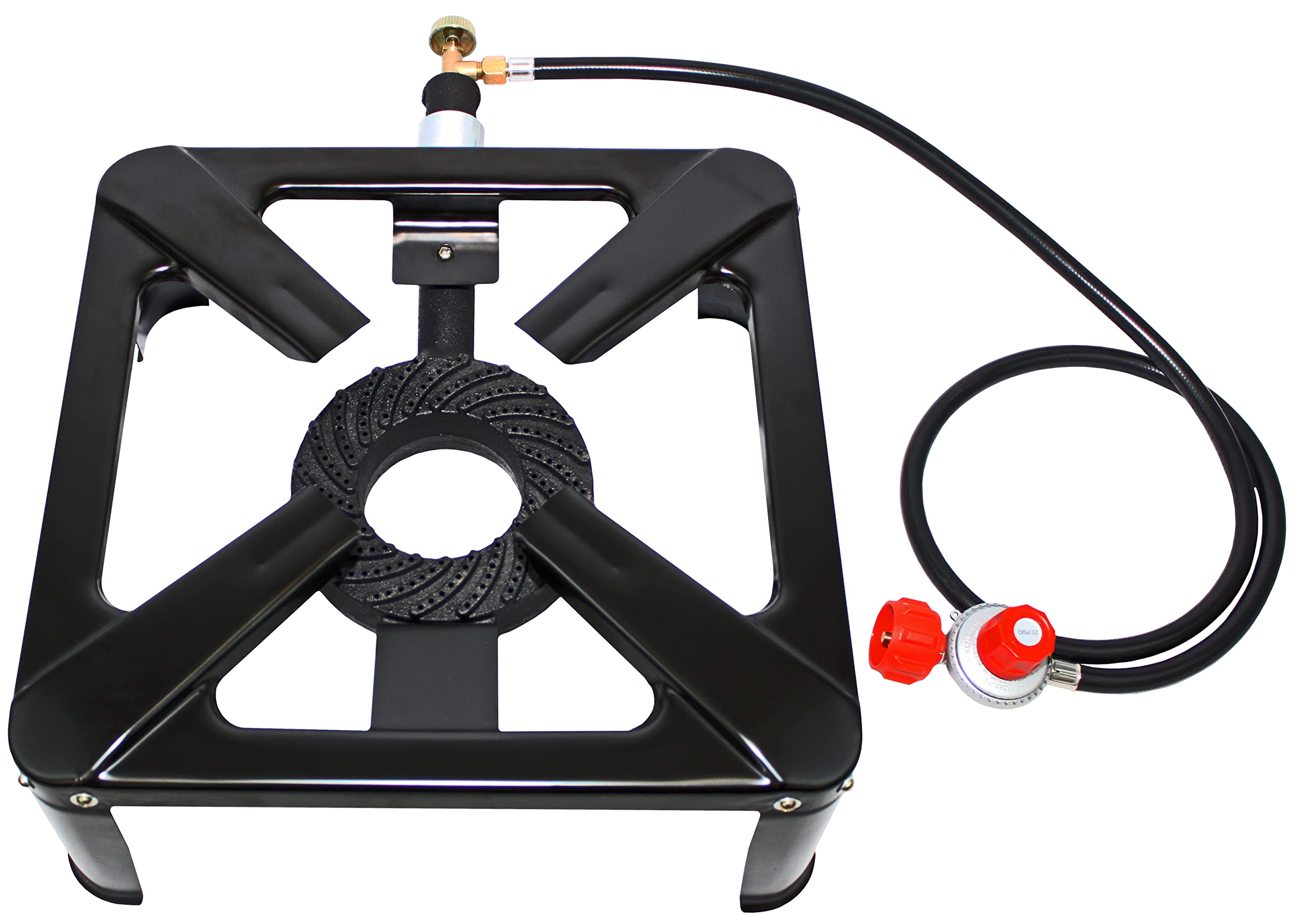 Flame King 120,000 BTU Heavy Duty, 0-20 PSI, Turkey Fryer Single Propane Burner Bayou Cooker, Outdoor Stove for Home Brewing, Maple Syrup Prep, Cajun Cooking
